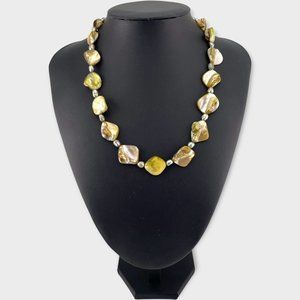 Mother of Pearl Necklace Silver Pearl Spacers Gold-Tone Clasp NWT